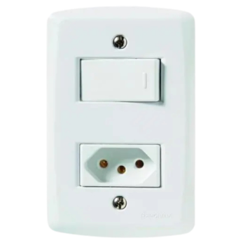 INTERRUPTOR 4X2 SIMPLES + TOMADA 10A LUX2 TRAMONTINA