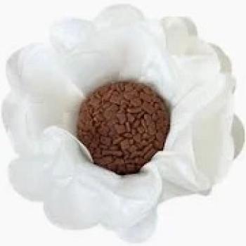 Forminha Flor Seda Branca pct c/ 25 und