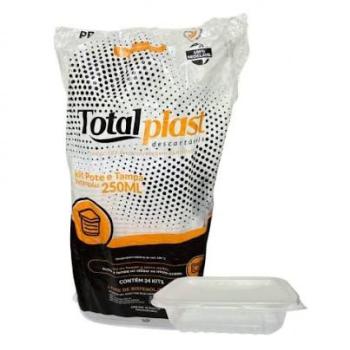 Kit Pote retangular 250ml c/Tampa c/10UND Total plast