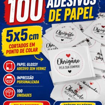 100 Adesivos 5x5cm
