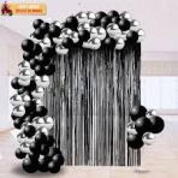Cortina Metalizada 1x2m - Preto FRanja