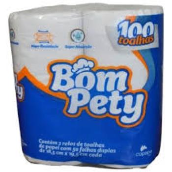 Toalha Papel Bom Pety 2 Rolos 50 folhas  - 18,5x19,5cm