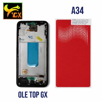 S-0471 FRONTAL SAMSUNG A34 5G (A346B) COM ARO PRETO (GX TOP) OLED