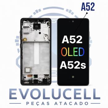 S-0956 FRONTAL SAMSUNG A52 PRETO COM ARO ORIGINAL CHINA OLED