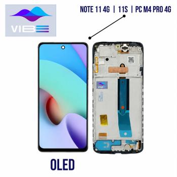 S-0539 FRONTAL XIAOMI NOTE 11S | NOTE 11 4G | POCO M4 PRO COM ARO PRETO OLED VIBE