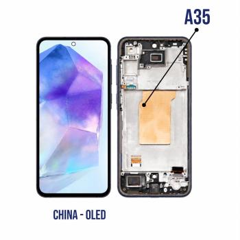 S-0699 FRONTAL SAMSUNG A35 (XT2095) COM ARO PRETO CHINA OLED