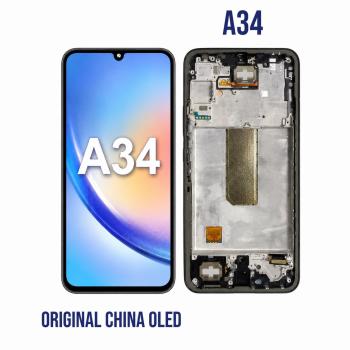 S-0734 FRONTAL SAMSUNG A34 5G (A346B) COM ARO PRETO ORIGINAL CHINA OLED
