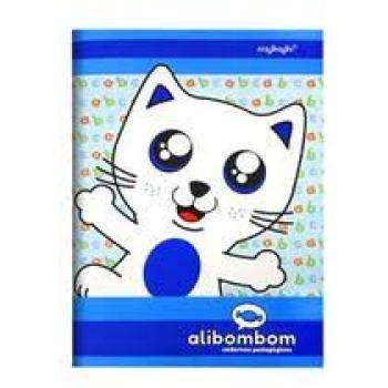 CADERNO BROCH C/F 60FLS S/PAUTA ALIBOMBOM AZUL