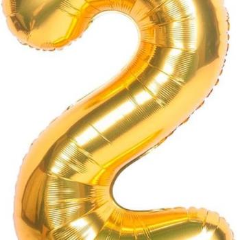 BALAO METALIZADO NUMERO 2 DOURADO 40CM. UNIDADE 8028 - MAKE+