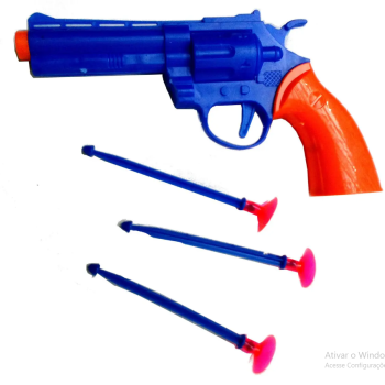 PISTOLA PLAST LANCA 13CM C/3 DARDOS CART (CX-S) HC0649925 EUROQUADROS