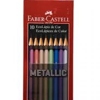 LAPIS DE COR SEXTAVADO ECOLAPIS 10 CORES METALLIC FABER-CASTELL
