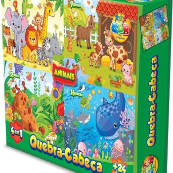 QUEBRA CABECA 4 EM 1 6/9/12/16PCS ANIMAIS (CX-N) 1061 GGBPLAST 1061