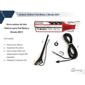 ANTENA TETO FIAT STRADA MOBI 2021/... 20CM HASTE CURTA C/ CABO (NEW FLEX) OLIMPUS