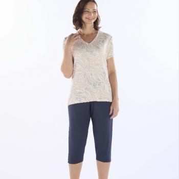 PIJAMA MEIA MANGA EM VISCOLYCRA ROTATIVA COM CAPRI EM VISCOLYCRA FEMININO 050287