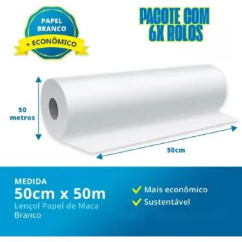 LENÇOL HOSPITALAR DESCARTÁVEL EXTRA LUXO 50X50CM  FARDO C/6 ROLOS ESPECIAL AZEPEL