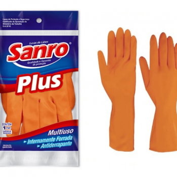 LUVA DE LÁTEX  LARANJA PLUS TAM P C/1 PAR SANRO