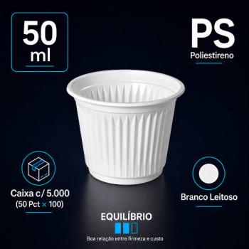 COPO DESCARTÁVEL BRANCO  50ML PS PCT C/ 100 COPOS  BELLO COPO