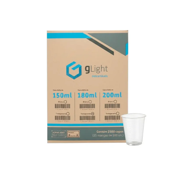 COPO DESCARTÁVEL BRANCO 180ML CX C/2500 COPOS  GLIGHT