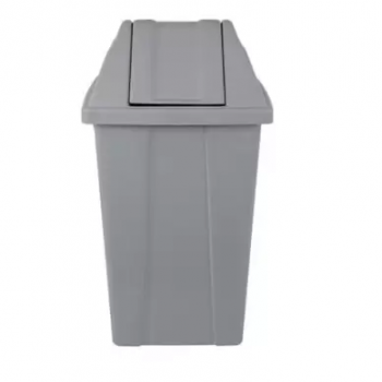 CESTO DE LIXO PLÁSTICO QUADRADO C/TAMPA VAI E VEM 100L CINZA JSN