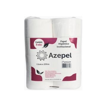 PAPEL HIGIÊNICO ROLÃO FOLHA SIMPLES  BRANCO LUXO 9X300M PACOTE COM 8 ROLOS AZEPEL