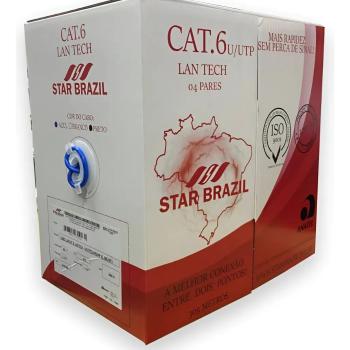 CABO LAN CAT6 U/UTP 4 PAR x 23AWG CM Azul 305mts ( Caixas ) - STAR BRAZIL