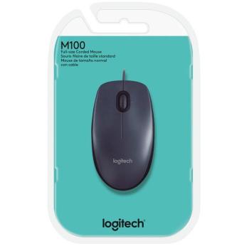 MOUSE LOGITECH M100 Com Fio USB USB, Confortavel OPTICO PRETO