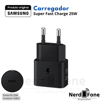 CARREGADOR SAMSUNG 25W; SEM CABO