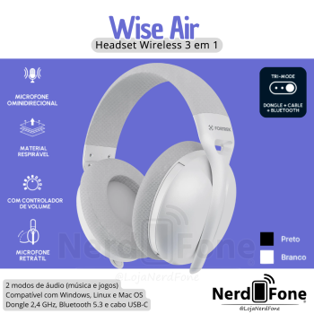 HEADSET WIRELESS WISE AIR FK; TRIMODE BRANCO
