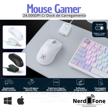 MOUSE GAMER TRI-MODE 24.000DPI FK; C/ DOCK MAGNETICA