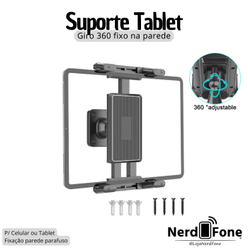 SUPORTE P/ TABLET GIRO 360° FIXO NA PAREDE