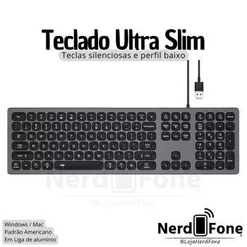 TECLADO ULTRA SLIM AIGO / CINZA