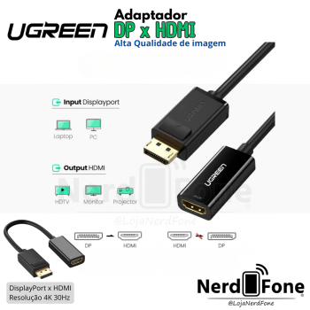 ADAPTADOR DISPLAYPORT (DP) x HDMI (F) 4K UGREEN