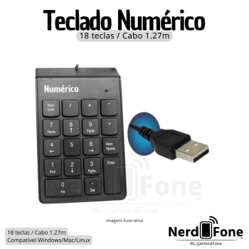 TECLADO NUMÉRICO C/ FIO KP.EX