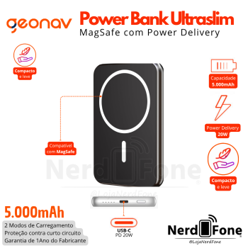 BATERIA PORTÁTIL 5.000MAH GEONAV; (MAGSAFE 15W/PD20W)