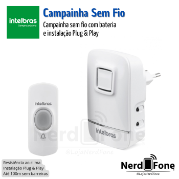 CAMPAINHA SEM FIO COM BATERIA CIB100 INTELBRAS BR
