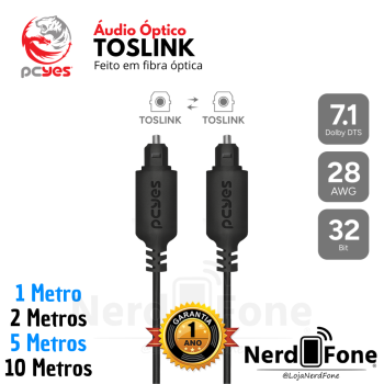 CABO DE ÁUDIO PCYES TOSLINK ÓPTICO DIGITAL