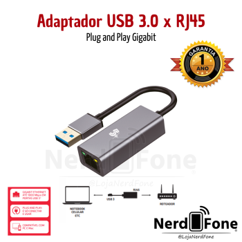 ADAPTADOR USB-A 3.0 x RJ45 10/100/1000MBPS 5+