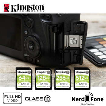 CARTÃO SD KINGSTON SELECT PLUS; CLASSE 10 FHD P/ CÂMERA; 100MB/S