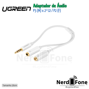 ADAPTADOR P3 x 2xP2 15CM UGREEN; P2 4C x 2xJ2