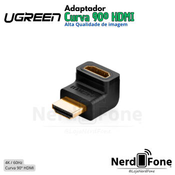 ADAPTADOR HDMI (F) x HDMI (M); UGREEN CURVA 90° 4K 60HZ