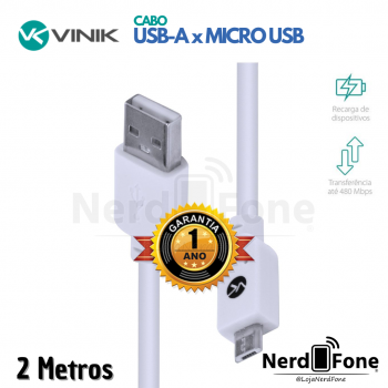 CABO USB-A 2.0 x MICRO USB (V8) 2M VINIK