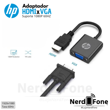 ADAPTADOR HDMI (M) x VGA (F) HP; 8WW49AA
