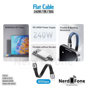 CABO USB-C 4 V2 240GB FLAT 10CM HAGIBIS