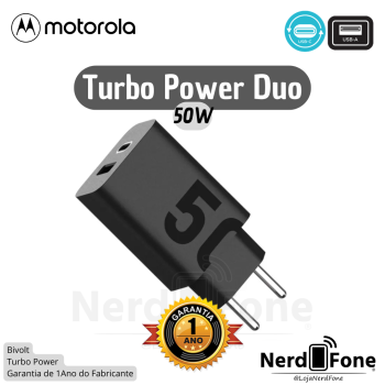 FONTE CARREGADOR MOTOROLA TURBO POWER DUO; 50W USB-C+A