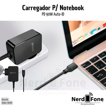 CARREGADOR USB-C P/ NOTEBOOK HREBOS 90W