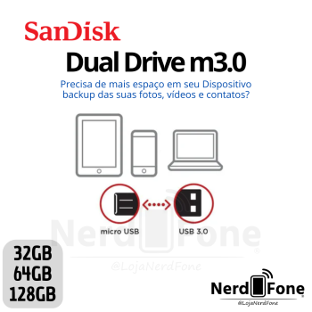 DUAL DRIVE 3.0 SANDISK; USB-A + MICRO (V8) 032GB