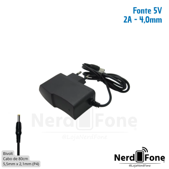 FONTE DE ALIMENTAÇÃO 5V 2A 4.0mm