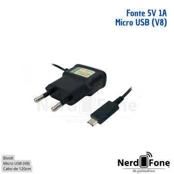 FONTE 5V 1A MICRO USB (V8) GREEN