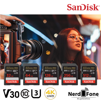 CARTÃO SD SANDISK EXTREME PRO; P/ CÂMERA V30 U3 4K
