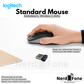 MOUSE FULL-SIZE WIRELESS M190 LOGITECH; STANDARD MOUSE